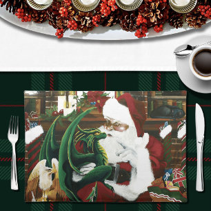 Magical Christmas Fantasy Santa Dragon Yule Cozy Placemat
