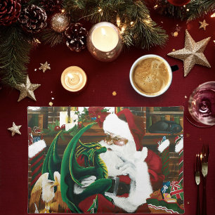 Magical Christmas Fantasy Santa Dragon Yule Cozy Placemat