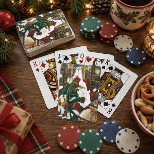 Magical Christmas Fantasy Santa Dragon Yule Cozy Poker Cards