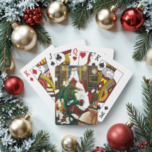 Magical Christmas Fantasy Santa Dragon Yule Cozy Poker Cards
