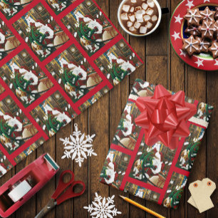 Magical Christmas Fantasy Santa Dragon Yule Cozy Wrapping Paper