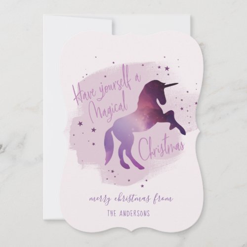 Magical Christmas galaxy unicorn Holiday Card