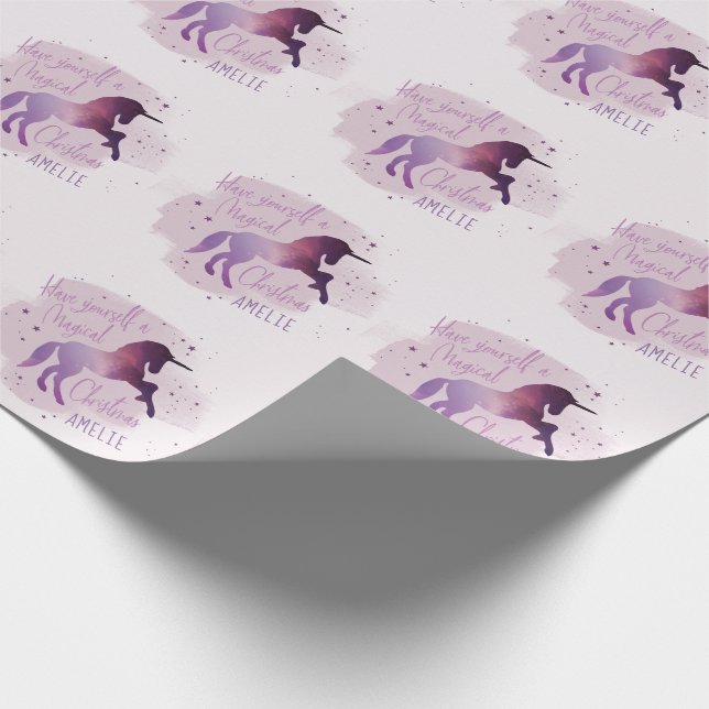 Magical Christmas galaxy unicorn Wrapping Paper (Corner)