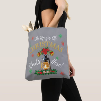 Magical Christmas Glow Tote Bag - Festive Lantern 