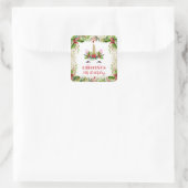 Magical Christmas Holly Berries Unicorn Birthday Square Sticker (Bag)