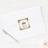 Magical Christmas Holly Berries Unicorn Birthday Square Sticker (Envelope)
