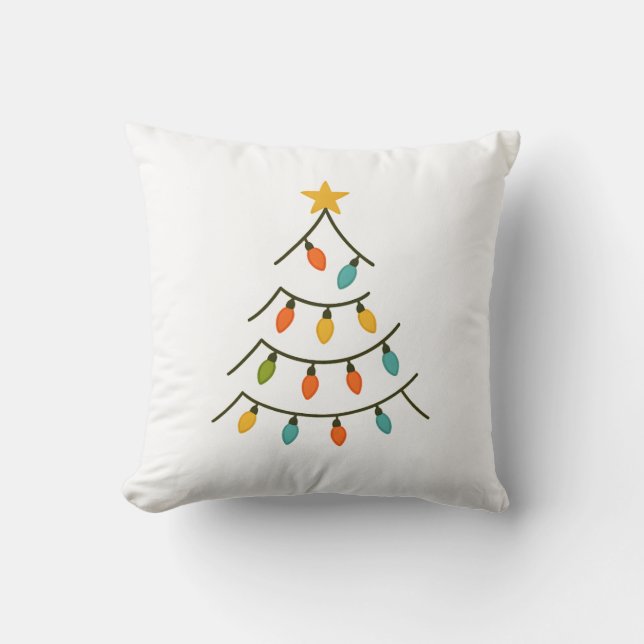 Magical Christmas Light Tree Glow Throw Pillow (Front)