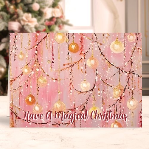 Magical Christmas Lights And Ornaments Holiday Card