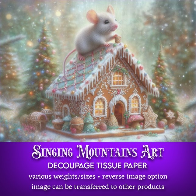 Magical Christmas Mouse & Candy House Decoupage Tissue Paper (Creator Uploaded)