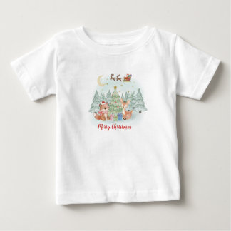 Magical Christmas Night in the Winter Forest Baby T-Shirt
