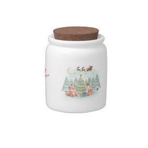 Magical Christmas Night in the Winter Forest Candy Jar