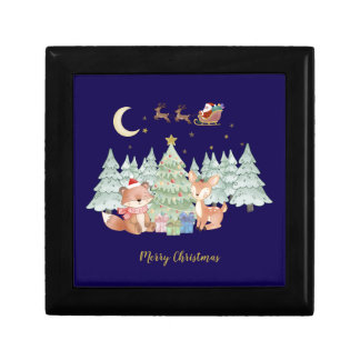 Magical Christmas Night in the Winter Forest Gift Box