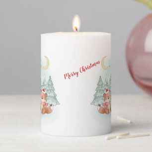Magical Christmas Night in the Winter Forest Pillar Candle