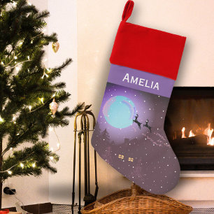 Magical Christmas Night Reindeer  Stocking