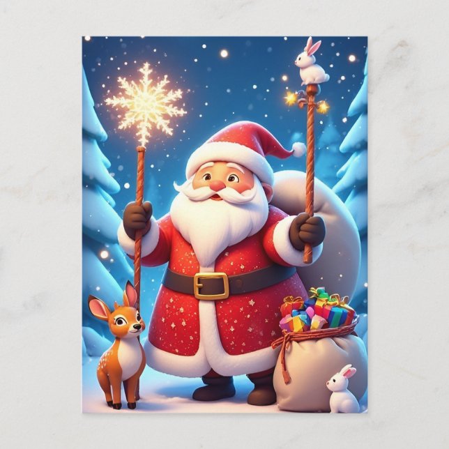 🎄 Magical Christmas Scene Glow ❄️ Santa Winter Postcard (Front)