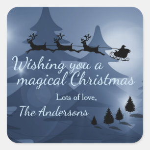 Magical Christmas Scene Personalised Square Sticker