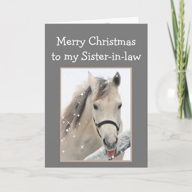 Magical Christmas Sister-in-law Wishes Snow Horse Card (Front)