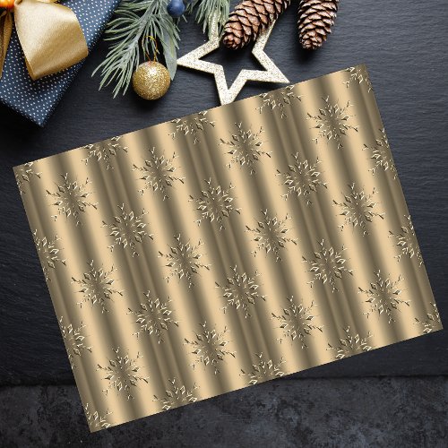 Magical Christmas Snowflakes on Gold Christmas Tissue Paper