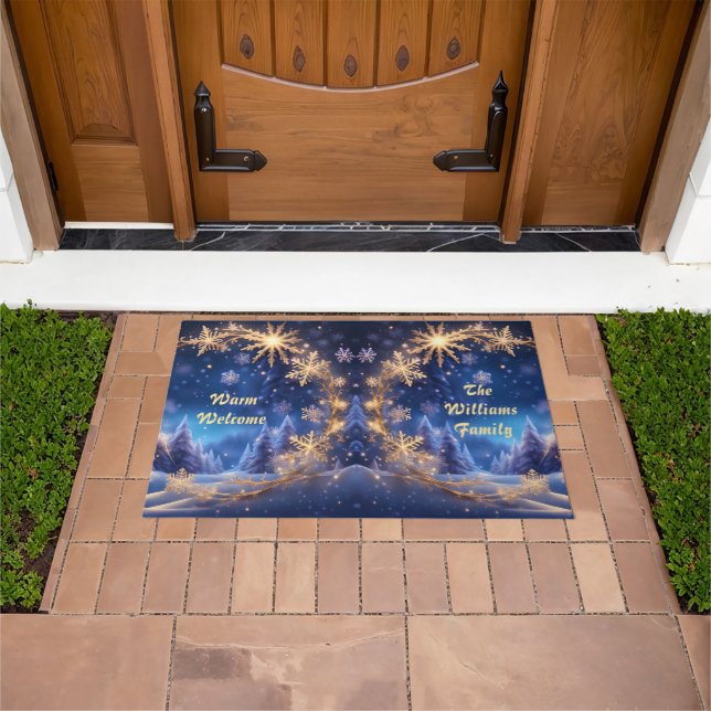 Magical Christmas time - golden snowflakes, Doormat (Outdoor)