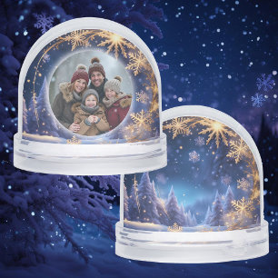 Magical Christmas time - golden snowflakes, photo Snow Globe