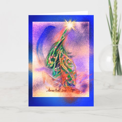 magical christmas tree holy night savior bright holiday card
