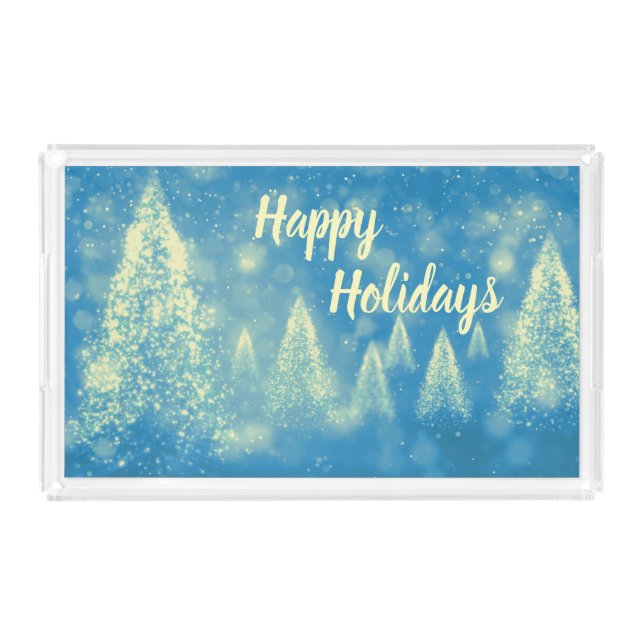 Magical Christmas Trees Happy Holidays Acrylic Tray (Front)