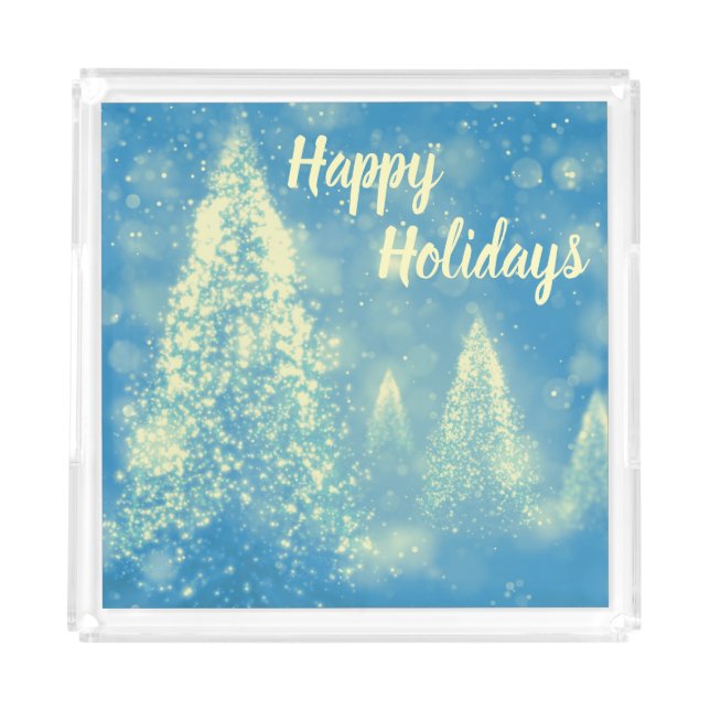 Magical Christmas Trees Happy Holidays Acrylic Tray (Front)