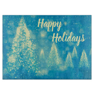Magical Christmas Trees Happy Holidays Cutting Board