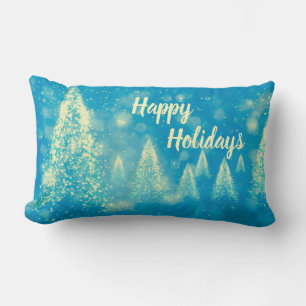 Magical Christmas Trees Happy Holidays Lumbar Pillow