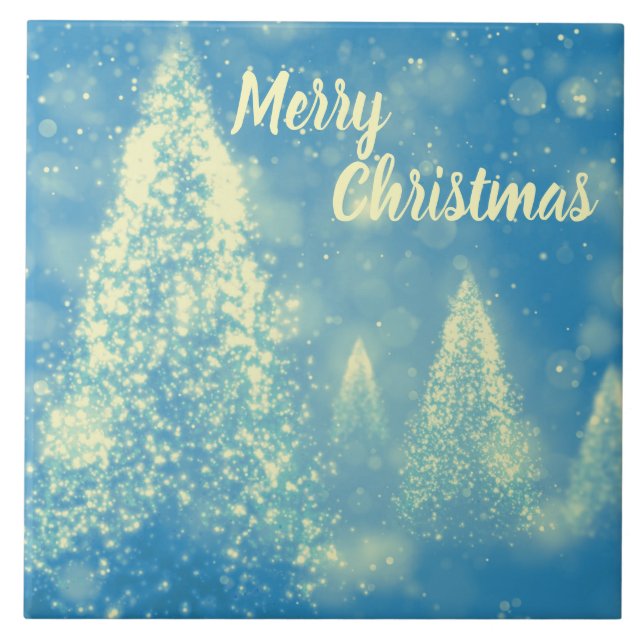 Magical Christmas Trees Merry Christmas Ceramic Tile (Front)
