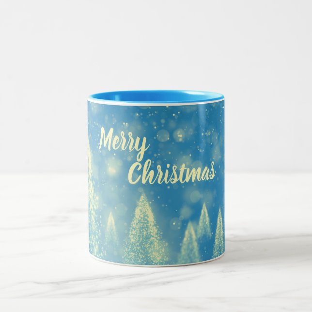 Magical Christmas Trees Merry Christmas Two-Tone Coffee Mug (Center)
