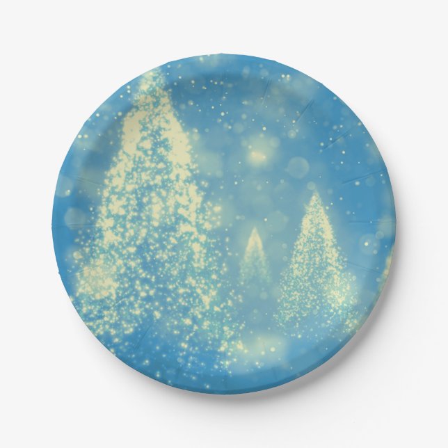 Magical Christmas Trees Paper Plates (Front)