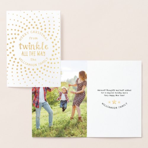 Magical Christmas Twinkle All The Way Family Photo Foil Card