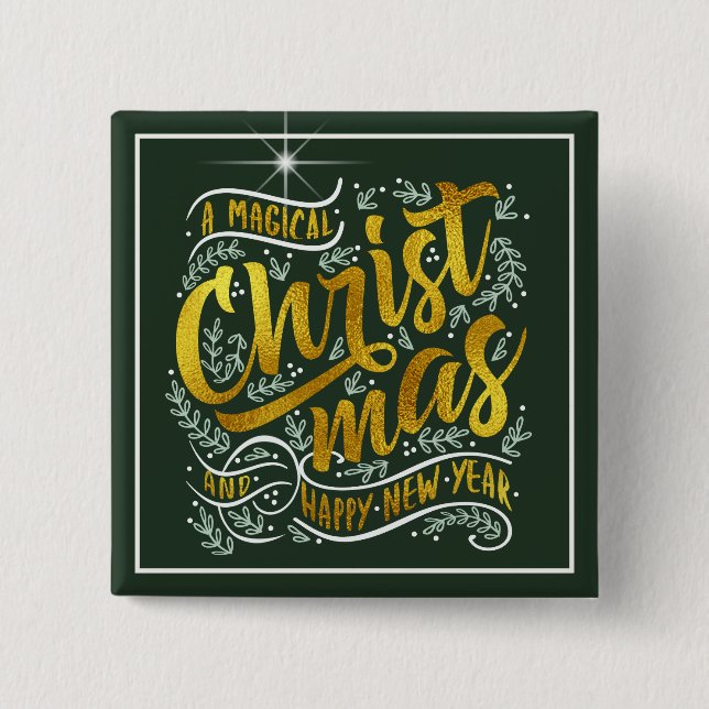 Magical Christmas Typography Gold ID441 Button (Front)