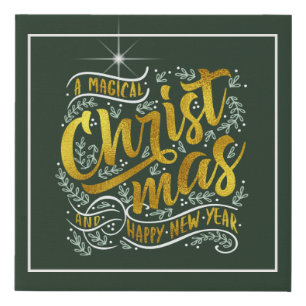 Magical Christmas Typography Gold ID441 Faux Canvas Print