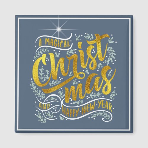 Magical Christmas Typography Gold ID441 Magnet