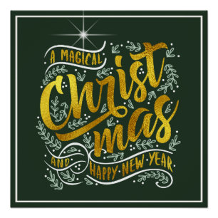 Magical Christmas Typography Gold ID441 Poster