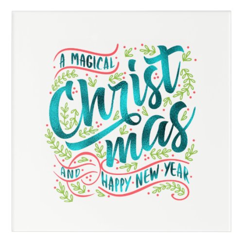 Magical Christmas Typography Teal ID441 Acrylic Print