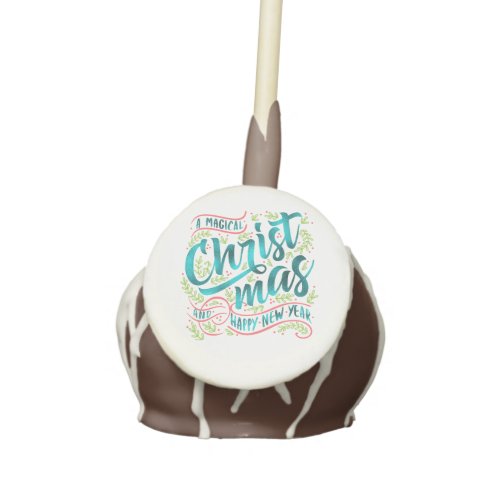 Magical Christmas Typography Teal ID441 Cake Pops