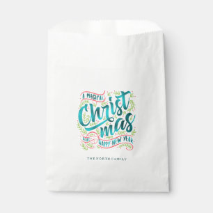 Magical Christmas Typography Teal ID441 Favor Bag