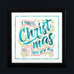 Magical Christmas Typography Teal ID441 Jewelry Box<br><div class="desc">Beautiful Christmas keepsake box design featuring teal foil typography of 'A Magical Christmas and Happy New Year'. Design is framed in teal and decorated with berries,  mistletoe and coral accents on an optional white background.Search ID441 to see other coordinating products and additional color options for this design.</div>