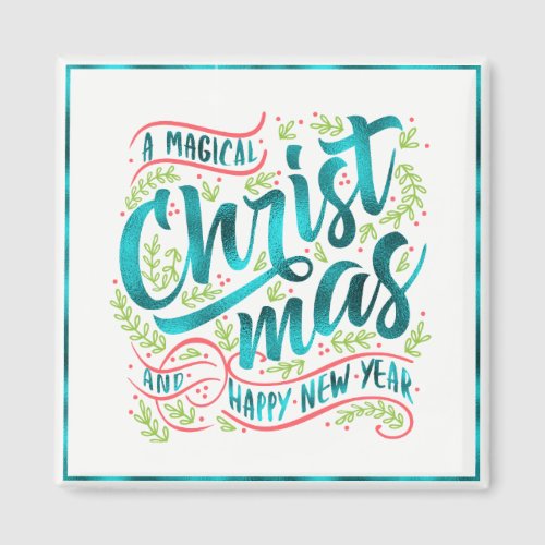 Magical Christmas Typography Teal ID441 Magnet