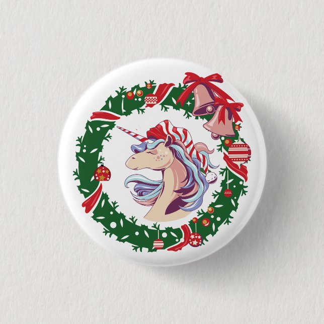 Magical Christmas Unicorn      Button (Front)