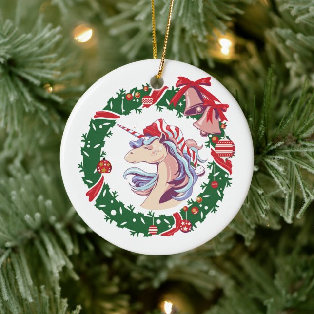Magical Christmas Unicorn      Ceramic Ornament (Tree)