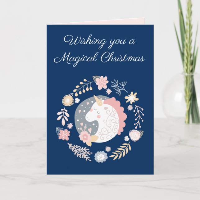 Magical Christmas Unicorn Holiday Card (Front)