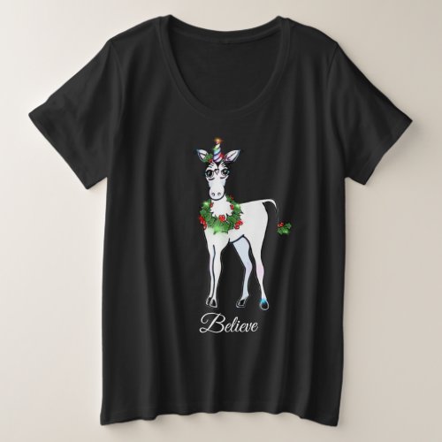 Magical Christmas Unicorn just believe Plus Size T_Shirt