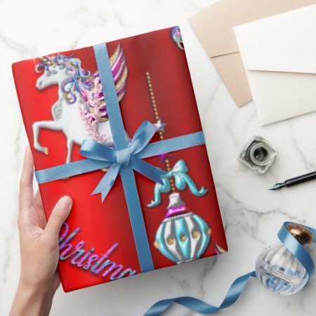 Magical Christmas Unicorns on Red
