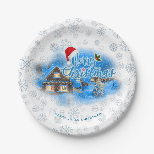 Magical Christmas Village Paper Plates (Front)