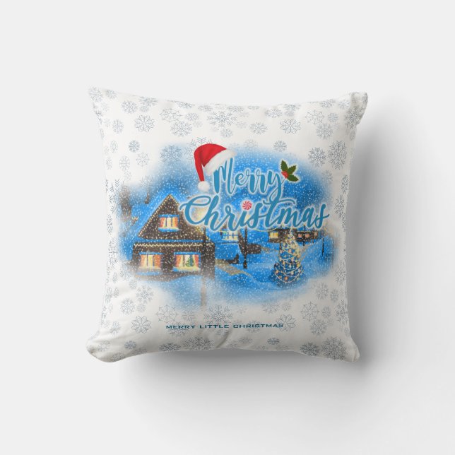 Magical Christmas Village Throw Pillow (Front)