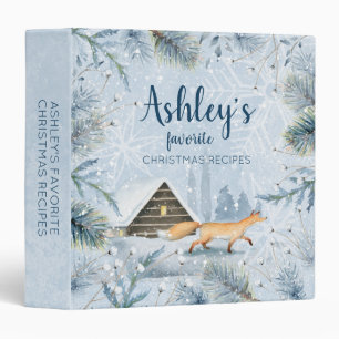 Magical Christmas Winter Wonderland Fox Recipe 3 Ring Binder